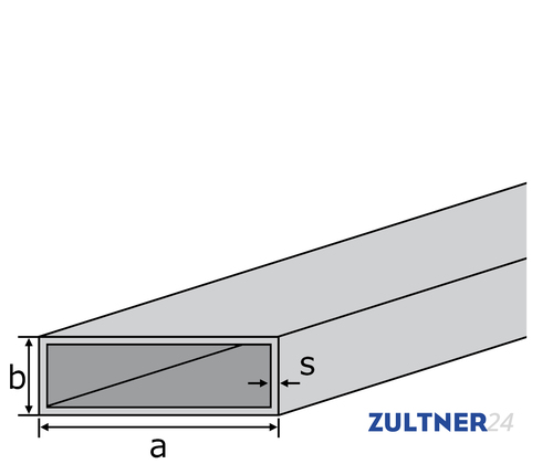 Alu-Rechteckrohr EN-AW 6060 (AlMgSi0,5) 80x40x3 mm T66 gepresst EZL 1995 mm