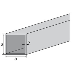 Alu-Vierkantrohr EN-AW 6060 (AlMgSi0,5) 120x120x4 mm gepresst T66 EZL 6 m